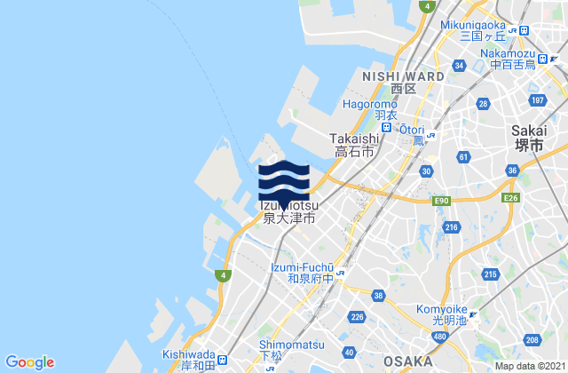 Izumi-Otu, Japanの潮見表地図