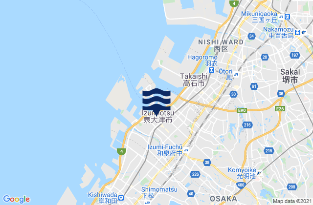 Izumi, Japanの潮見表地図