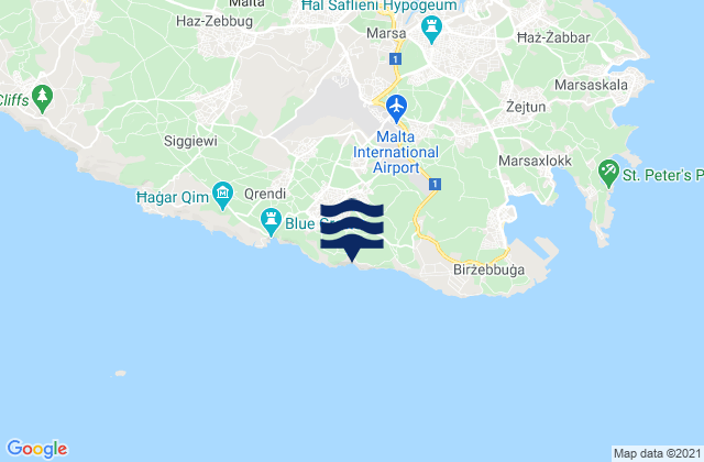 Iż-Żurrieq, Maltaの潮見表地図
