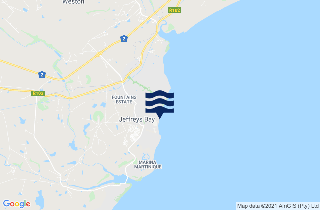 J-Bay, South Africaの潮見表地図