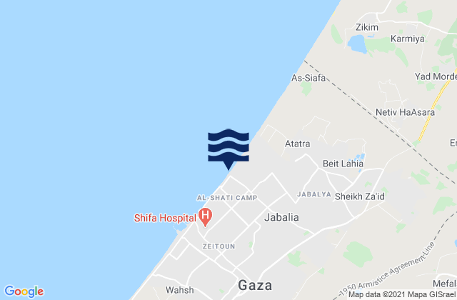 Jabālyā, Palestinian Territoryの潮見表地図