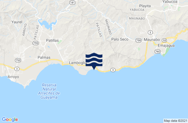 Jacaboa Barrio, Puerto Ricoの潮見表地図