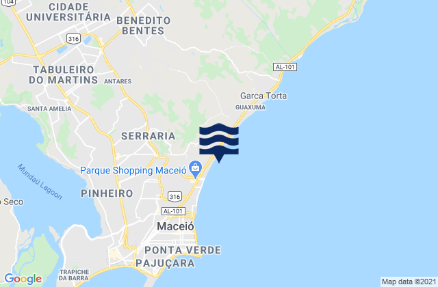 Jacarecica, Brazilの潮見表地図