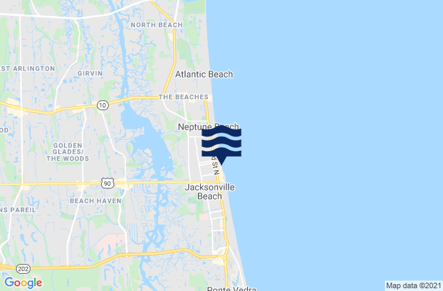 Jacksonville Beach, United Statesの潮見表地図
