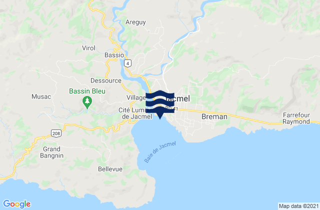 Jacmel, Haitiの潮見表地図