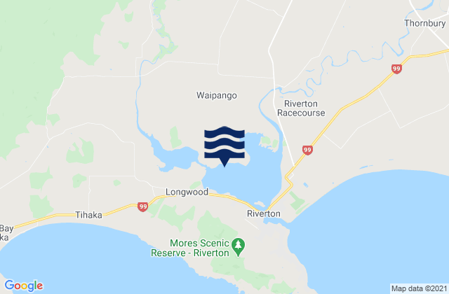 Jacobs River Estuary, New Zealandの潮見表地図
