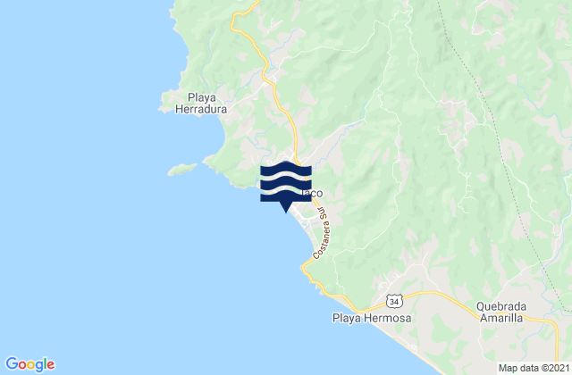 Jacó, Costa Ricaの潮見表地図