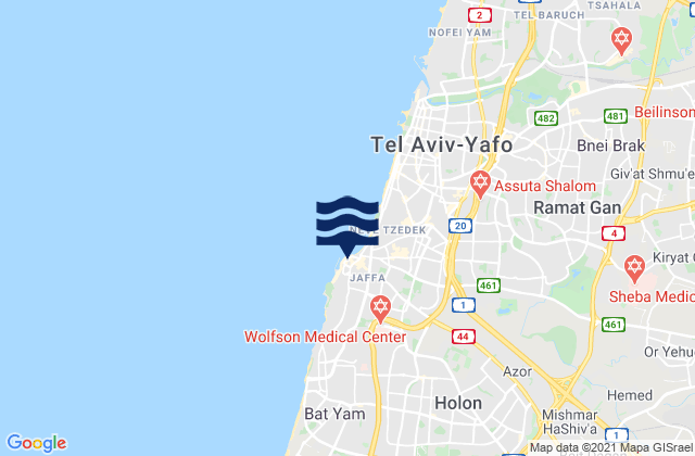 Jaffa, Israelの潮見表地図
