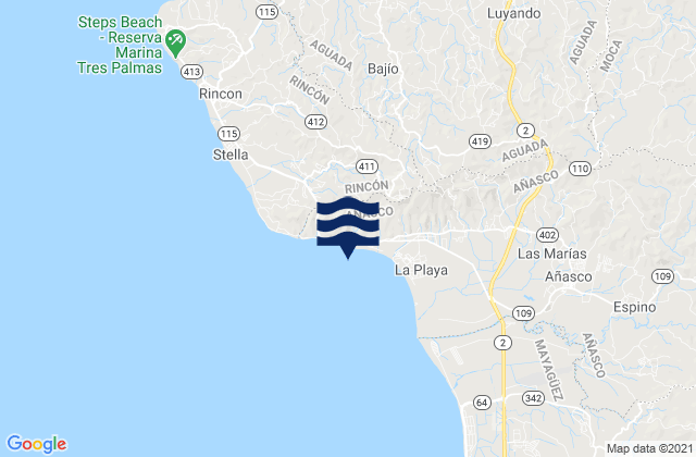Jagüey Barrio, Puerto Ricoの潮見表地図