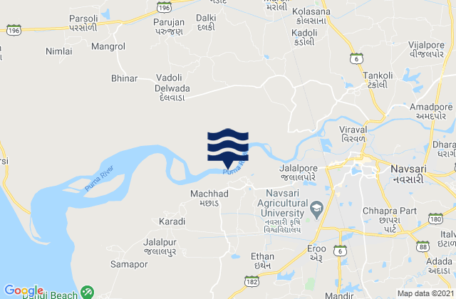 Jalalpore, Indiaの潮見表地図