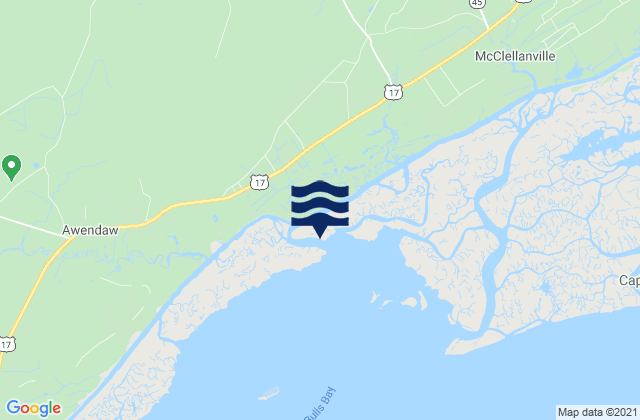 Jamestown Bridge Santee River, United Statesの潮見表地図