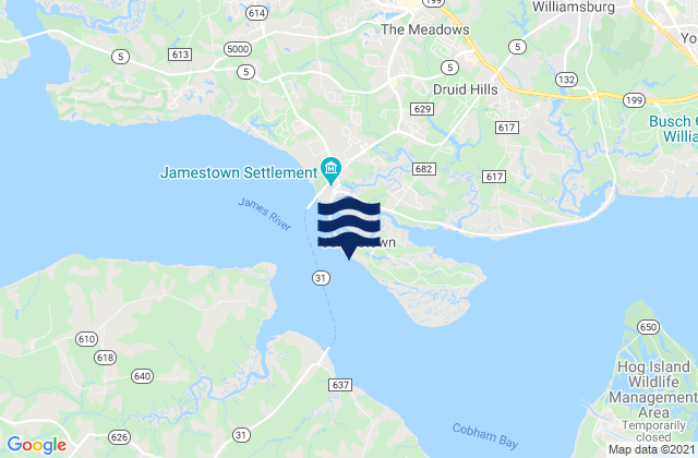Jamestown Island (Church Point), United Statesの潮見表地図