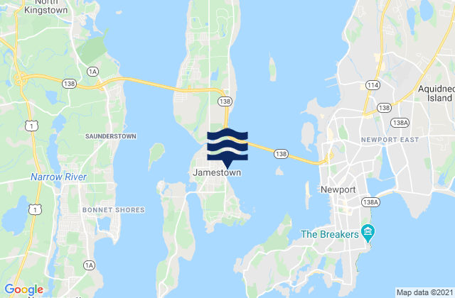 Jamestown, United Statesの潮見表地図
