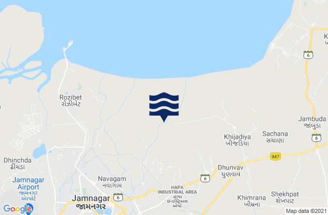 Jamnagar, Indiaの潮見表地図