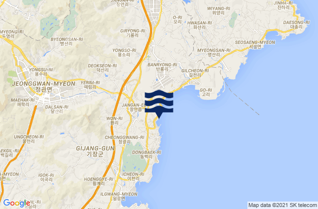 Jangan, South Koreaの潮見表地図