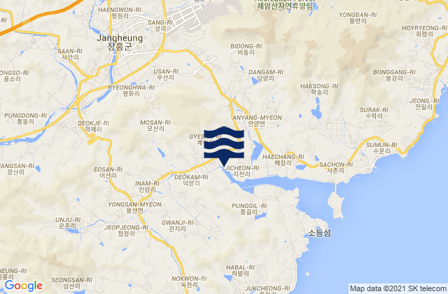 Jangheung-gun, South Koreaの潮見表地図