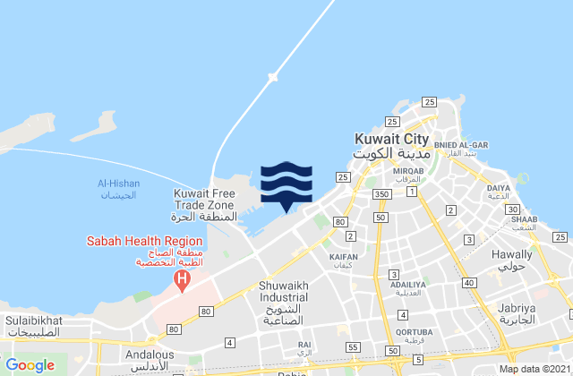 Janūb as Surrah, Kuwaitの潮見表地図