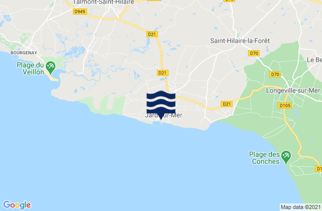 Jard-sur-Mer, Franceの潮見表地図