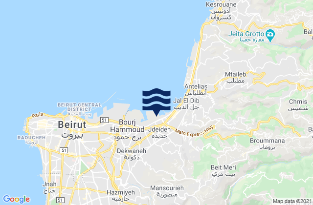 Jdaidet el Matn, Lebanonの潮見表地図