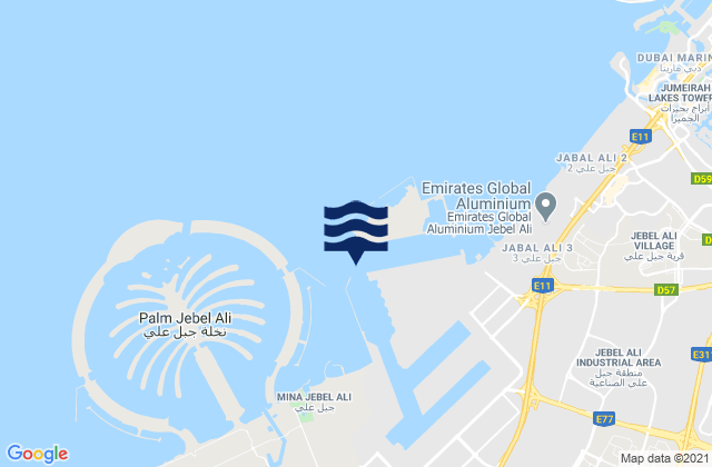 Jebel Ali Harbour, United Arab Emiratesの潮見表地図
