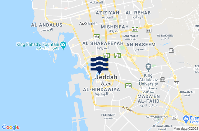 Jeddah, Saudi Arabiaの潮見表地図