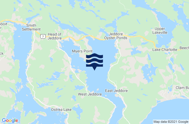 Jeddore Harbour, Canadaの潮見表地図