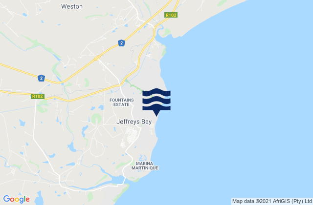 Jeffreys Bay, South Africaの潮見表地図