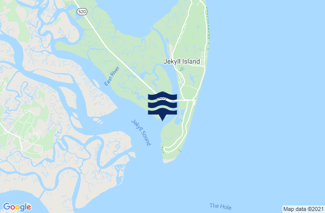 Jekyll Creek south entrance, United Statesの潮見表地図