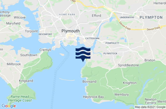 Jennycliff Bay, United Kingdomの潮見表地図