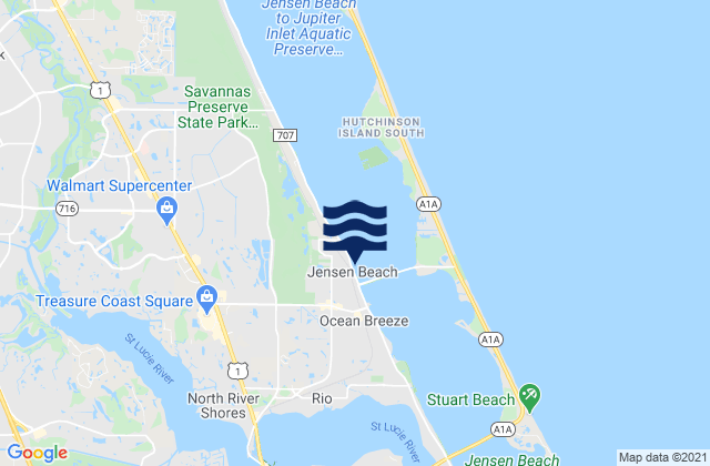 Jensen Beach, United Statesの潮見表地図