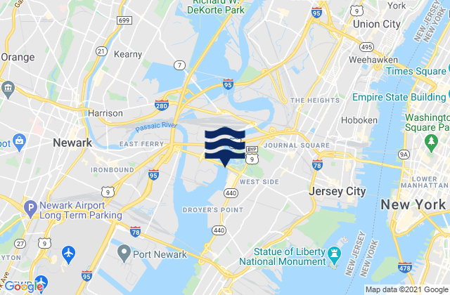 Jersey City, United Statesの潮見表地図