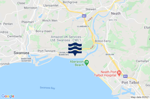 Jersey Marine Beach, United Kingdomの潮見表地図