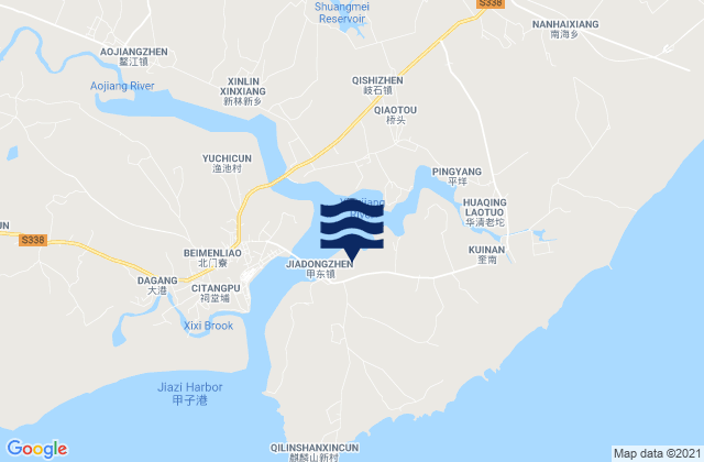 Jiadong, Chinaの潮見表地図
