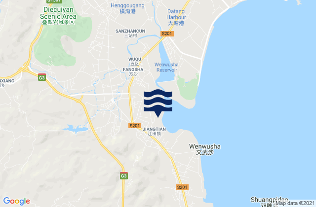 Jiangtian, Chinaの潮見表地図
