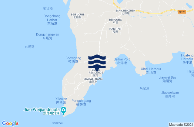 Jiaoweixiang, Chinaの潮見表地図
