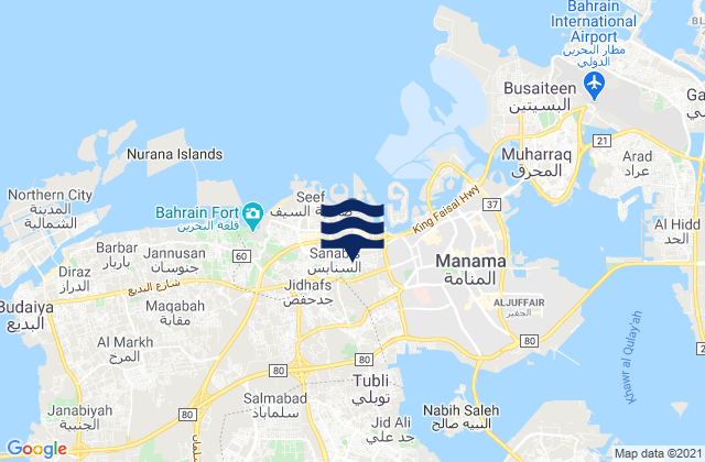 Jidd Ḩafş, Bahrainの潮見表地図