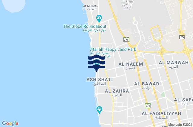 Jiddah, Saudi Arabiaの潮見表地図