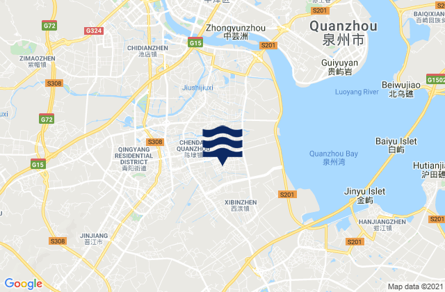Jinjiang, Chinaの潮見表地図