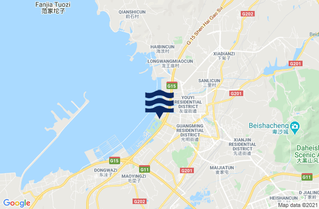 Jinzhou, Chinaの潮見表地図