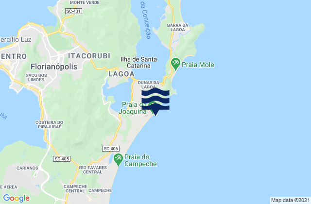 Joaquina Beach, Brazilの潮見表地図