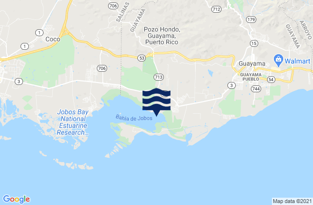 Jobos Barrio, Puerto Ricoの潮見表地図