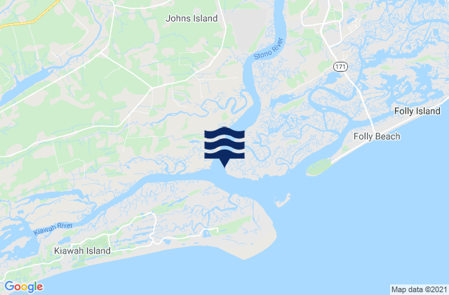 Johns Island Airport south of, United Statesの潮見表地図