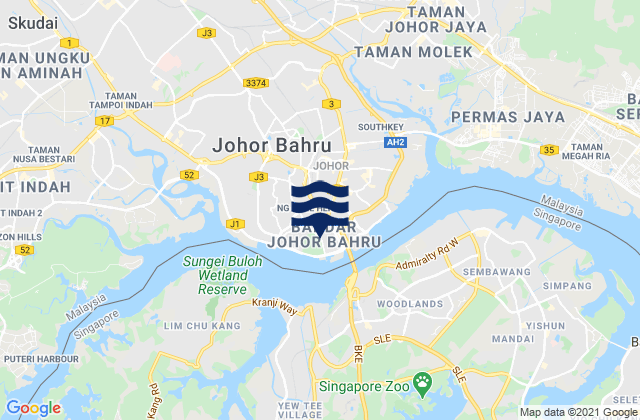 Johor Bahru, Malaysiaの潮見表地図