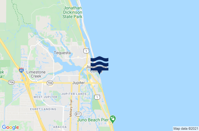 Jupiter Beach, United Statesの潮見表地図