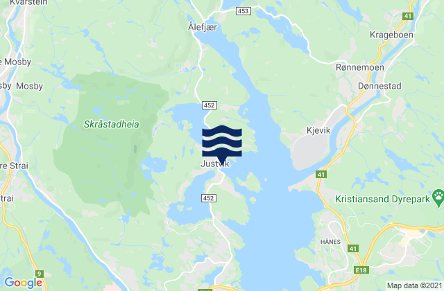 Justvik, Norwayの潮見表地図