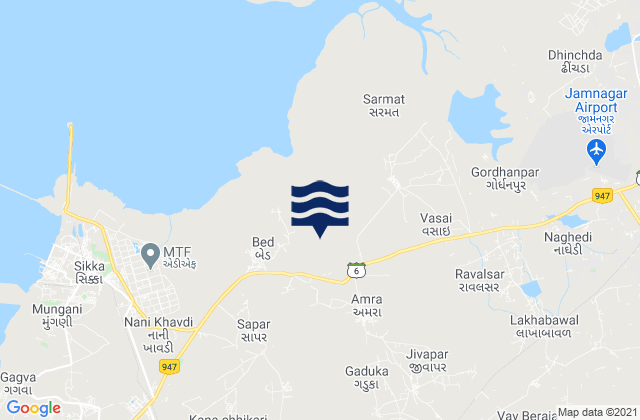 Jāmnagar, Indiaの潮見表地図