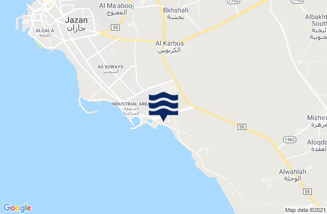 Jāzān, Saudi Arabiaの潮見表地図