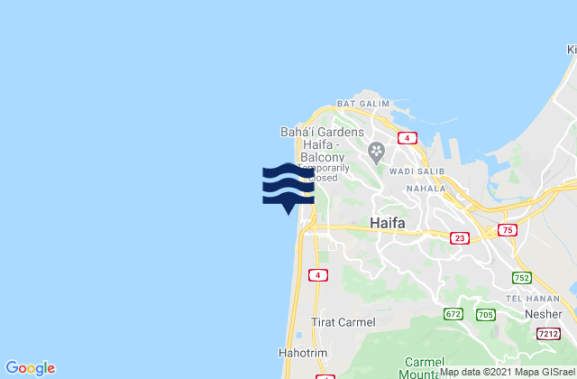 Kadarim or Dado beach (Haifa), Palestinian Territoryの潮見表地図
