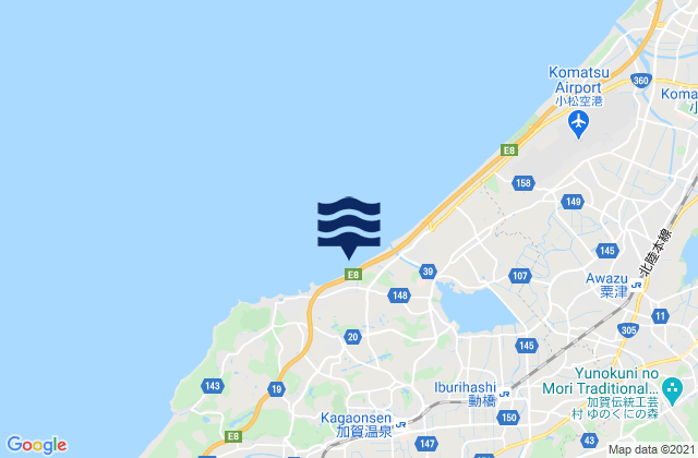 Kaga Shi, Japanの潮見表地図