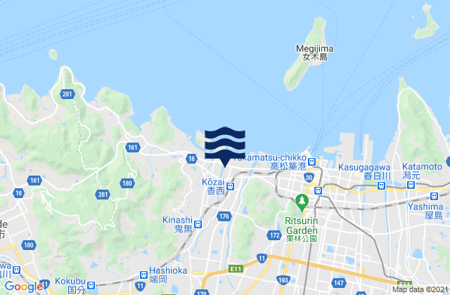 Kagawa-ken, Japanの潮見表地図